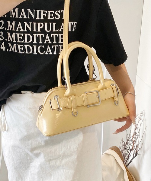 Lace Ladies（レースレディース）の「2WAY ベルト付き コンパクト シェル型 ショルダーバッグ（ボストンバッグ・レディース・ブルー/ブラック/ホワイト/イエロー/ピンク・FREE）」の12枚目の写真