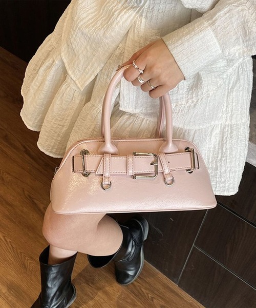 Lace Ladies（レースレディース）の「2WAY ベルト付き コンパクト シェル型 ショルダーバッグ（ボストンバッグ・レディース・ブルー/ブラック/ホワイト/イエロー/ピンク・FREE）」の21枚目の写真