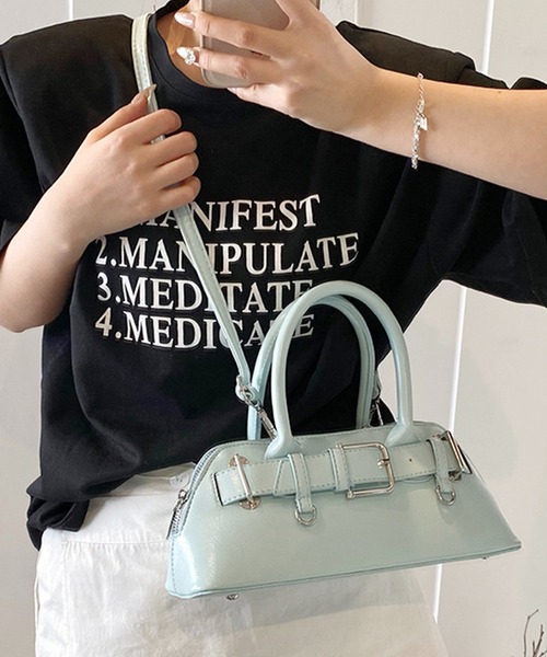Lace Ladies（レースレディース）の「2WAY ベルト付き コンパクト シェル型 ショルダーバッグ（ボストンバッグ・レディース・ブルー/ブラック/ホワイト/イエロー/ピンク・FREE）」の22枚目の写真