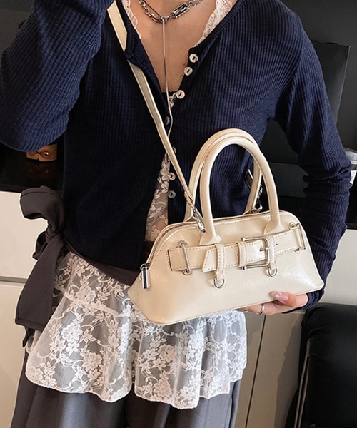Lace Ladies（レースレディース）の「2WAY ベルト付き コンパクト シェル型 ショルダーバッグ（ボストンバッグ・レディース・ブルー/ブラック/ホワイト/イエロー/ピンク・FREE）」の10枚目の写真