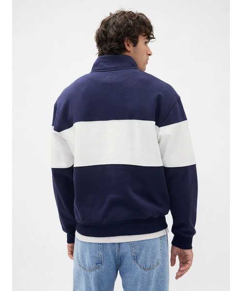 GAP（ギャップ）の「ヴィンテージソフト カラーブロック GAPロゴ ハーフジップ プルオーバー（スウェット・メンズ・グレー/ブラック/ネイビー・XS/S/M/L/XL）」の7枚目の写真