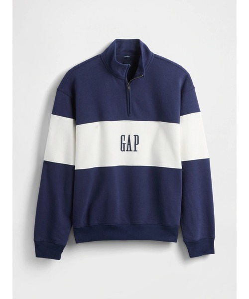 GAP（ギャップ）の「ヴィンテージソフト カラーブロック GAPロゴ ハーフジップ プルオーバー（スウェット・メンズ・グレー/ブラック/ネイビー・XS/S/M/L/XL）」の9枚目の写真