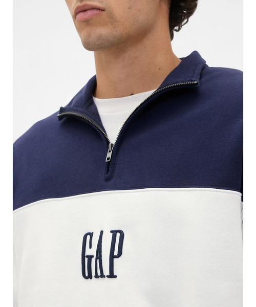 GAP（ギャップ）の「ヴィンテージソフト カラーブロック GAPロゴ ハーフジップ プルオーバー（スウェット・メンズ・グレー/ブラック/ネイビー・XS/S/M/L/XL）」の6枚目の写真