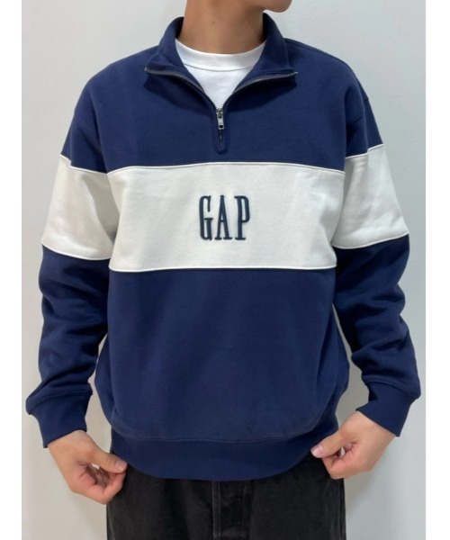 GAP（ギャップ）の「ヴィンテージソフト カラーブロック GAPロゴ ハーフジップ プルオーバー（スウェット・メンズ・グレー/ブラック/ネイビー・XS/S/M/L/XL）」の4枚目の写真