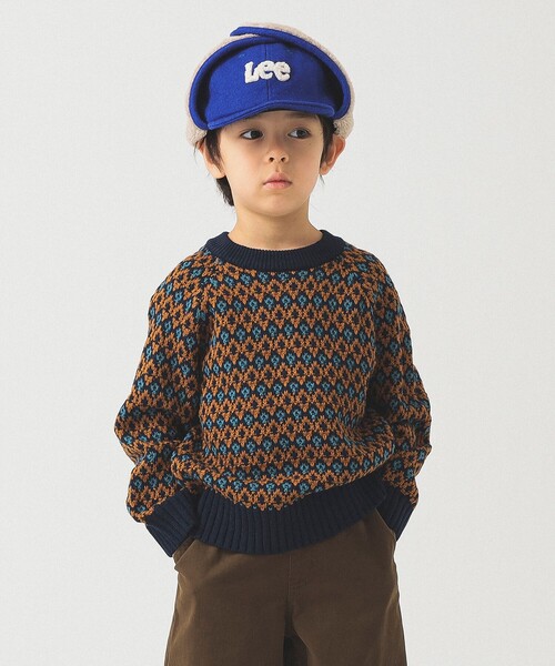 B:MING by BEAMS(ビーミングバイビームス)の「柄編みニット プルオーバー 2025FW(90~140cm)(ニット/セーター・キッズ・レッド/ネイビー・S(90-100)/L(130-140)/M(110-120))」の1枚目の写真