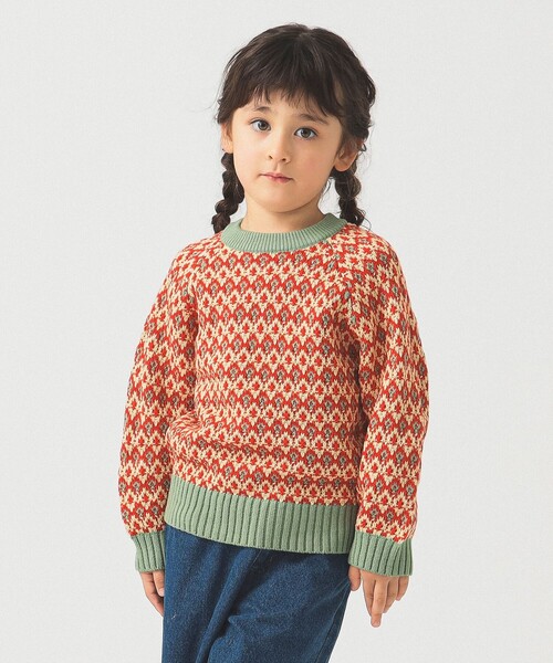 B:MING by BEAMS(ビーミングバイビームス)の「柄編みニット プルオーバー 2025FW(90~140cm)(ニット/セーター・キッズ・レッド/ネイビー・S(90-100)/L(130-140)/M(110-120))」の3枚目の写真