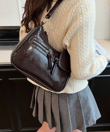 Mejoul | 【ハートチャーム付き】ダブルジップ２WAYレトロショルダーバッグ(ショルダーバッグ)