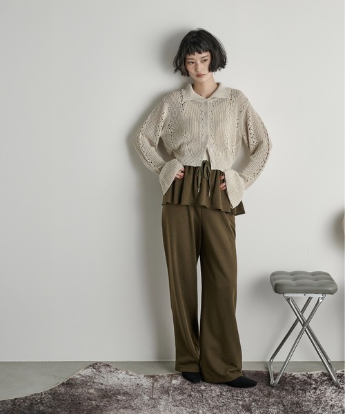 針抜きジャガードニットポロカーディガン（カーディガン/ボレロ）｜THE