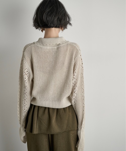 THE YOn（ザヨン）の「針抜きジャガードニットポロカーディガン