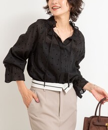 新品✨ノーリーズドットカットソー NOLLEY'S tシャツ ラメフロッキードットプルオーバーカットソー