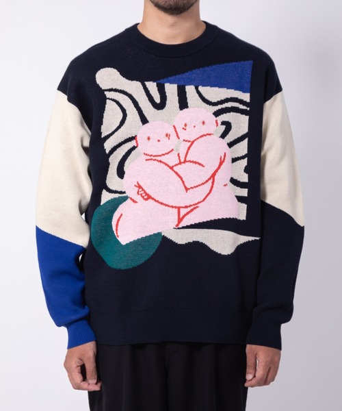 TXA(ティーエックスエー)の「前田豆コ Jacquard Sweater(ニット/セーター・メンズ・ベージュ/ブラック・2/1)」の5枚目の写真