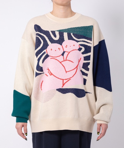 TXA(ティーエックスエー)の「前田豆コ Jacquard Sweater(ニット/セーター・メンズ・ベージュ/ブラック・2/1)」の6枚目の写真