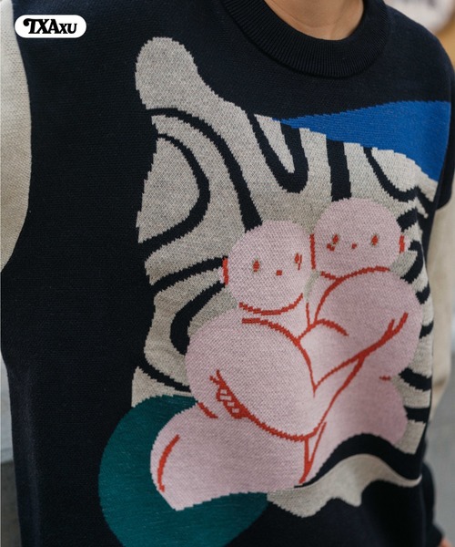 TXA(ティーエックスエー)の「前田豆コ Jacquard Sweater(ニット/セーター・メンズ・ベージュ/ブラック・2/1)」の10枚目の写真