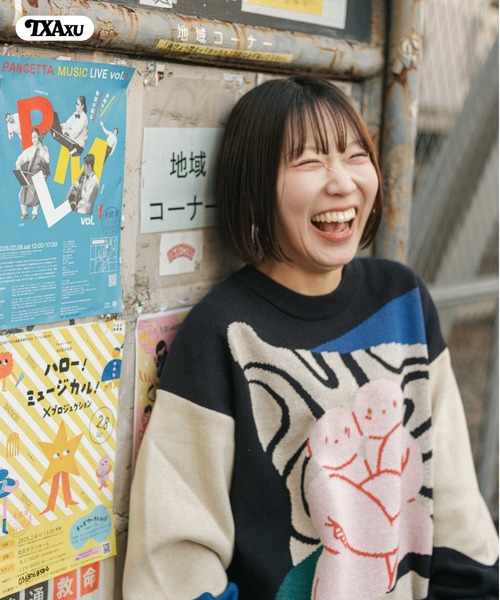 TXA(ティーエックスエー)の「前田豆コ Jacquard Sweater(ニット/セーター・メンズ・ベージュ/ブラック・2/1)」の11枚目の写真
