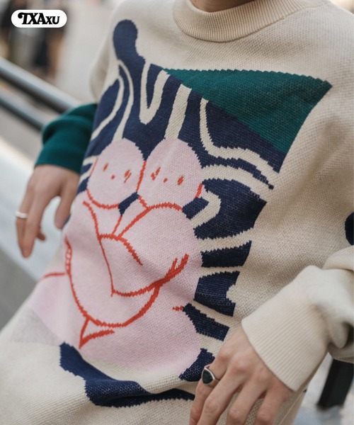 TXA(ティーエックスエー)の「前田豆コ Jacquard Sweater(ニット/セーター・メンズ・ベージュ/ブラック・2/1)」の15枚目の写真