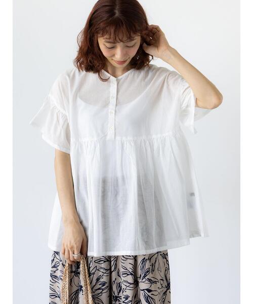 Lugnoncure（ルノンキュール）の「無地/柄アソート前後2WAYフリルブラウス（シャツ/ブラウス・レディース・チャコールグレー/オフホワイト/ホワイト/ネイビー/ブラック・F）」の11枚目の写真