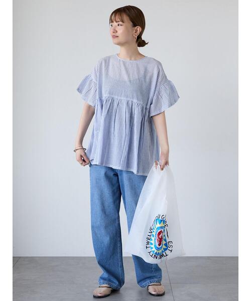 Lugnoncure（ルノンキュール）の「無地/柄アソート前後2WAYフリルブラウス（シャツ/ブラウス・レディース・チャコールグレー/オフホワイト/ホワイト/ネイビー/ブラック・F）」の19枚目の写真