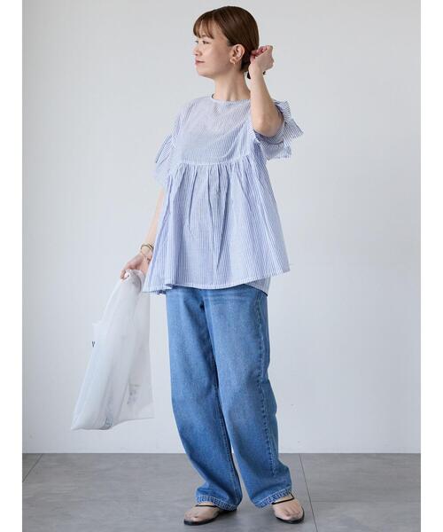 Lugnoncure（ルノンキュール）の「無地/柄アソート前後2WAYフリルブラウス（シャツ/ブラウス・レディース・チャコールグレー/オフホワイト/ホワイト/ネイビー/ブラック・F）」の20枚目の写真