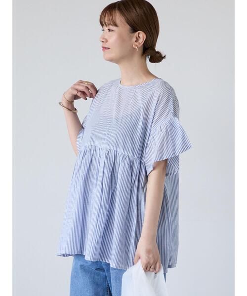 Lugnoncure（ルノンキュール）の「無地/柄アソート前後2WAYフリルブラウス（シャツ/ブラウス・レディース・チャコールグレー/オフホワイト/ホワイト/ネイビー/ブラック・F）」の21枚目の写真