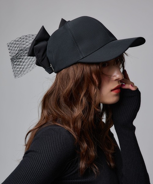 Narcissus（ナルシス）の「リボンメッシュキャップ（キャップ・レディース・ブラック/ホワイト・FREE）」の3枚目の写真