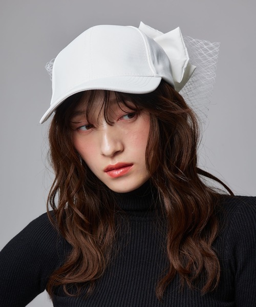 Narcissus（ナルシス）の「リボンメッシュキャップ（キャップ・レディース・ブラック/ホワイト・FREE）」の4枚目の写真