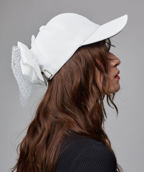 Narcissus（ナルシス）の「リボンメッシュキャップ（キャップ・レディース・ブラック/ホワイト・FREE）」の5枚目の写真