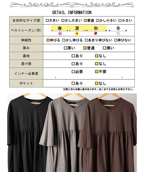 GOLDJAPAN(ゴールドジャパン)の「Vネックフレアスリーブペプラムチュニック【大きいサイズ対応】(チュニック・レディース・チャコールグレー/ブラック/ブラウン・LL~3L/4L~5L)」の22枚目の写真