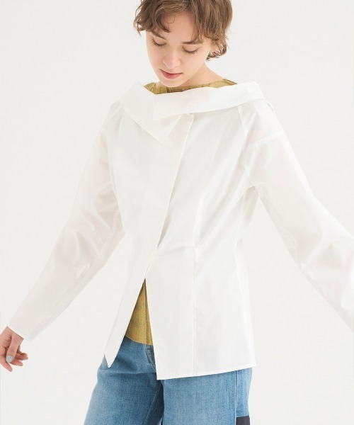 soduk（スドーク）の「big collar shirt（シャツ/ブラウス・レディース・ネイビー/ホワイト/ブルー・ONE SIZE）」の4枚目の写真