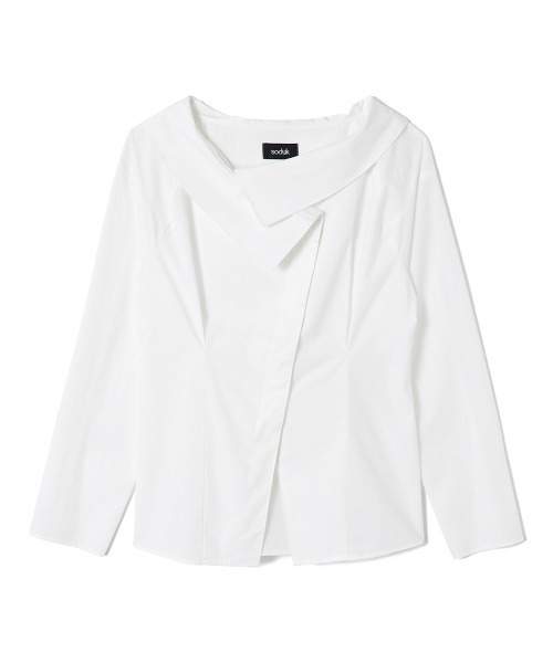 soduk（スドーク）の「big collar shirt（シャツ/ブラウス・レディース・ネイビー/ホワイト/ブルー・ONE SIZE）」の5枚目の写真