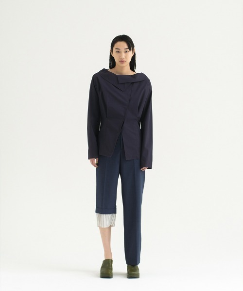 soduk（スドーク）の「big collar shirt（シャツ/ブラウス・レディース・ネイビー/ホワイト/ブルー・ONE SIZE）」の9枚目の写真