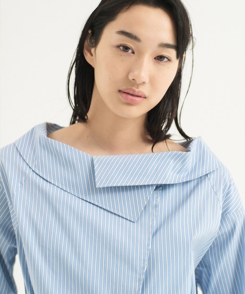soduk（スドーク）の「big collar shirt（シャツ/ブラウス・レディース・ネイビー/ホワイト/ブルー・ONE SIZE）」の14枚目の写真