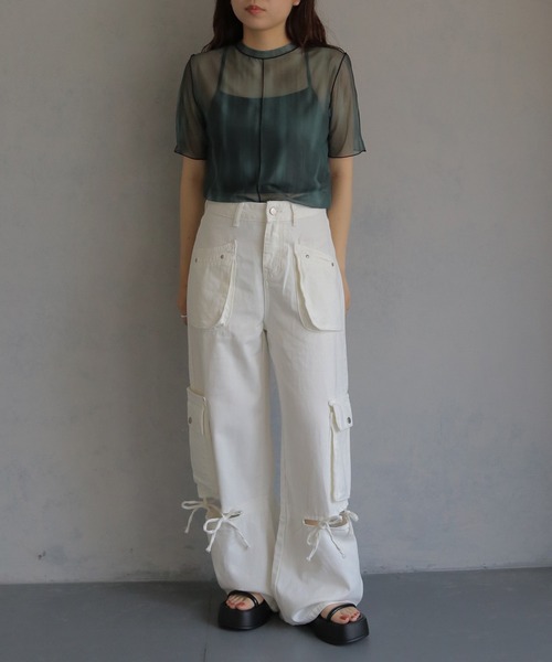 cheriella（シェリエラ）の「【cheriella】フラップポケットカーゴデニムパンツ FLAP POCKET CARGO DENIM PANTS（デニムパンツ・レディース・ブラック/オフホワイト・S/M）」の8枚目の写真