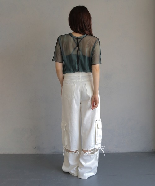 cheriella（シェリエラ）の「【cheriella】フラップポケットカーゴデニムパンツ FLAP POCKET CARGO DENIM PANTS（デニムパンツ・レディース・ブラック/オフホワイト・S/M）」の13枚目の写真