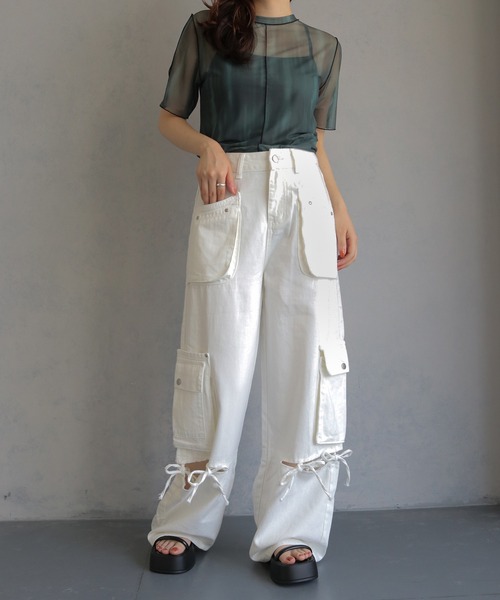 cheriella（シェリエラ）の「【cheriella】フラップポケットカーゴデニムパンツ FLAP POCKET CARGO DENIM PANTS（デニムパンツ・レディース・ブラック/オフホワイト・S/M）」の10枚目の写真