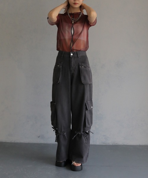 cheriella（シェリエラ）の「【cheriella】フラップポケットカーゴデニムパンツ FLAP POCKET CARGO DENIM PANTS（デニムパンツ・レディース・ブラック/オフホワイト・S/M）」の19枚目の写真