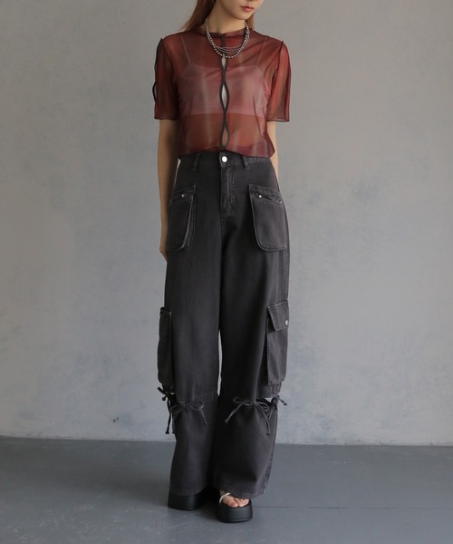 cheriella（シェリエラ）の「【cheriella】フラップポケットカーゴデニムパンツ FLAP POCKET CARGO DENIM PANTS（デニムパンツ・レディース・ブラック/オフホワイト・S/M）」の18枚目の写真