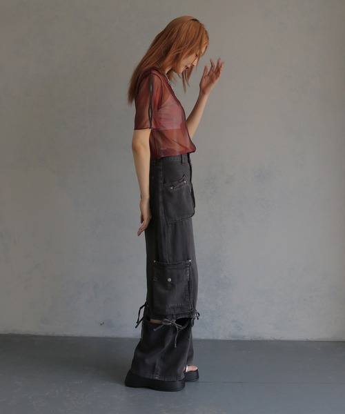cheriella（シェリエラ）の「【cheriella】フラップポケットカーゴデニムパンツ FLAP POCKET CARGO DENIM PANTS（デニムパンツ・レディース・ブラック/オフホワイト・S/M）」の20枚目の写真