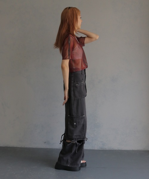 cheriella（シェリエラ）の「【cheriella】フラップポケットカーゴデニムパンツ FLAP POCKET CARGO DENIM PANTS（デニムパンツ・レディース・ブラック/オフホワイト・S/M）」の21枚目の写真