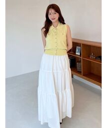 SNIDEL | ニットベスト×ティアードスカートセット(ワンピース)