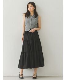 SNIDEL | ニットベスト×ティアードスカートセット(ワンピース)