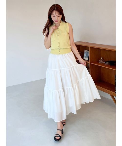 ニットベスト×ティアードスカートセット（ワンピース）｜SNIDEL