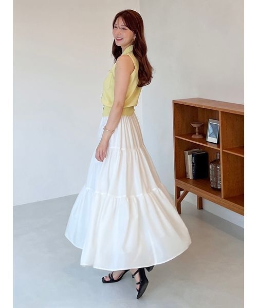 SNIDEL（スナイデル）の「ニットベスト×ティアードスカートセット（ワンピース・レディース・ブラウン/ライム/その他・0/1）」の5枚目の写真