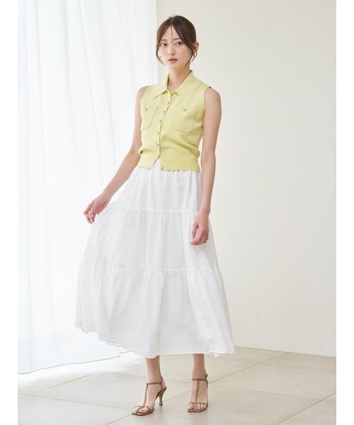 ニットベスト×ティアードスカートセット（ワンピース）｜SNIDEL