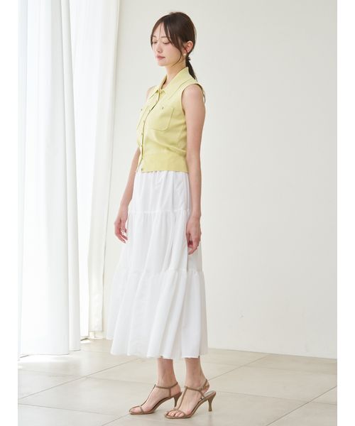 【山の麓】SNIDEL ニットベスト×ティアードスカートセット ブラウン ニットベスト×ティアードスカートセット(トップス＆ボトムセット