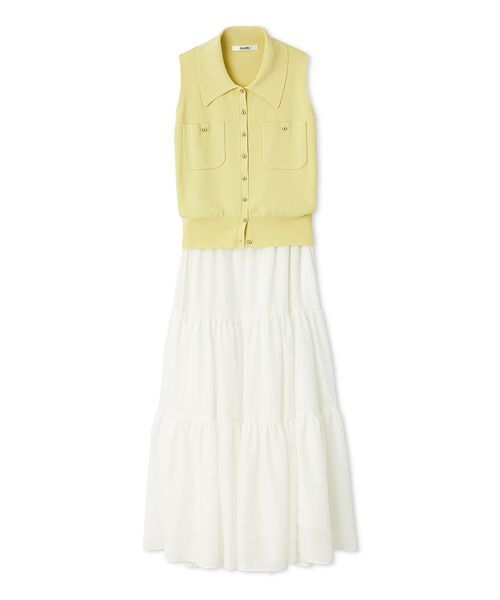 ニットベスト×ティアードスカートセット（ワンピース）｜SNIDEL