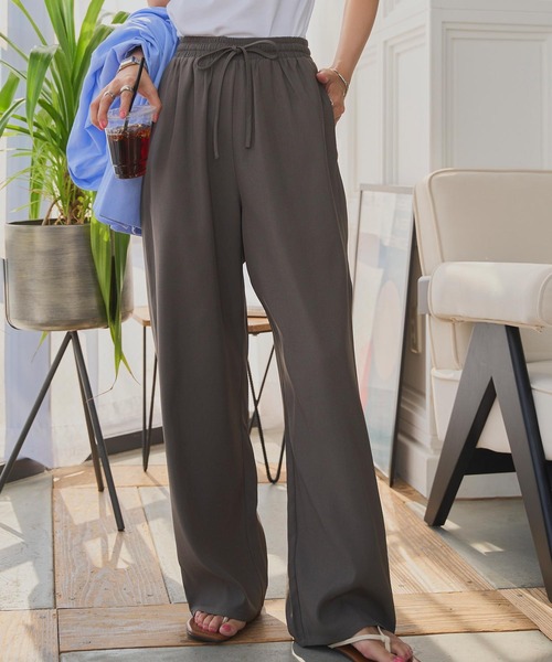 KOBE LETTUCE(コウベレタス)の「ウエストリボンリラックスワイドパンツ(その他パンツ・レディース・ブラック/アイボリー系/ブルー/グレー/ベージュ/チェリーレッド・M/M-Short/TM/PM)」の7枚目の写真