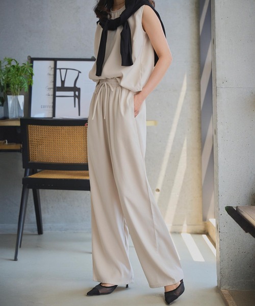 KOBE LETTUCE(コウベレタス)の「ウエストリボンリラックスワイドパンツ(その他パンツ・レディース・ブラック/アイボリー系/ブルー/グレー/ベージュ/チェリーレッド・M/M-Short/TM/PM)」の13枚目の写真