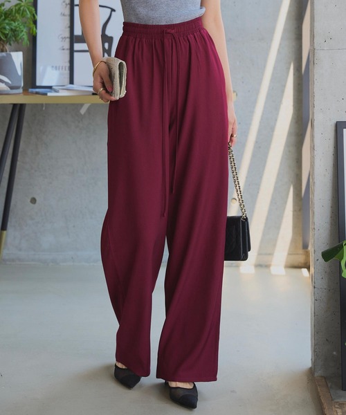 KOBE LETTUCE(コウベレタス)の「ウエストリボンリラックスワイドパンツ(その他パンツ・レディース・ブラック/アイボリー系/ブルー/グレー/ベージュ/チェリーレッド・M/M-Short/TM/PM)」の15枚目の写真