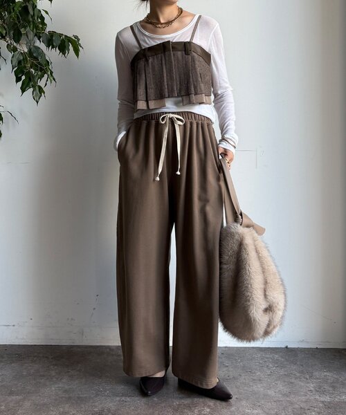 DouDou(ドゥドゥ)の「【WEB限定】フェイクレザー切替ビスチェ(シャツ/ブラウス・レディース・グレー/ブラウン・FREE)」の15枚目の写真
