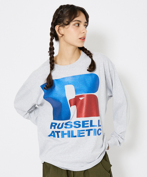 JACKSON MATISSE（ジャクソンマティス）の「【JACKSON MATISSE（ジャクソンマティス） × RUSSELL ATHLETIC（ラッセルアスレティック）】両面プリント ラメプリント ロングTシャツ ユニセックス（Tシャツ/カットソー・メンズ・グレー/ブラック/ホワイト・M/L/XL/XX-LARGE）」の3枚目の写真